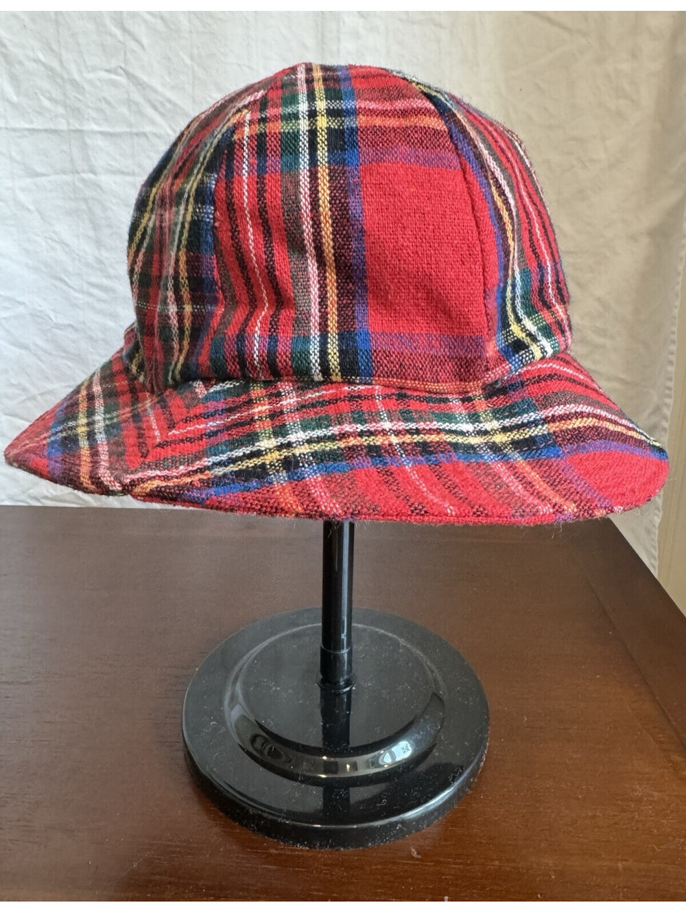 Vintage Stewart Red Tartan Plaid Bucket Hat Lined One Size Unisex Adults